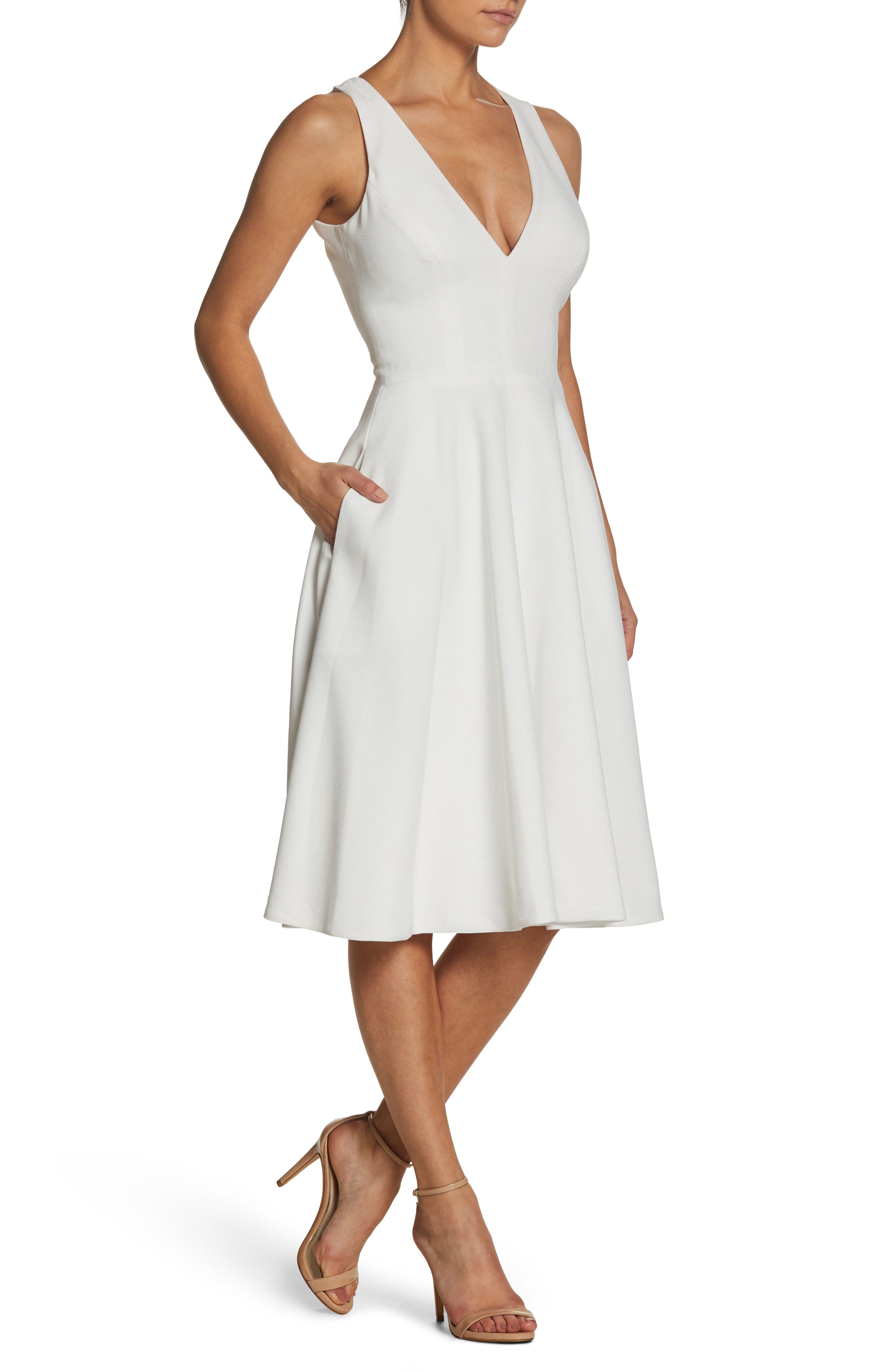 white knee length dress